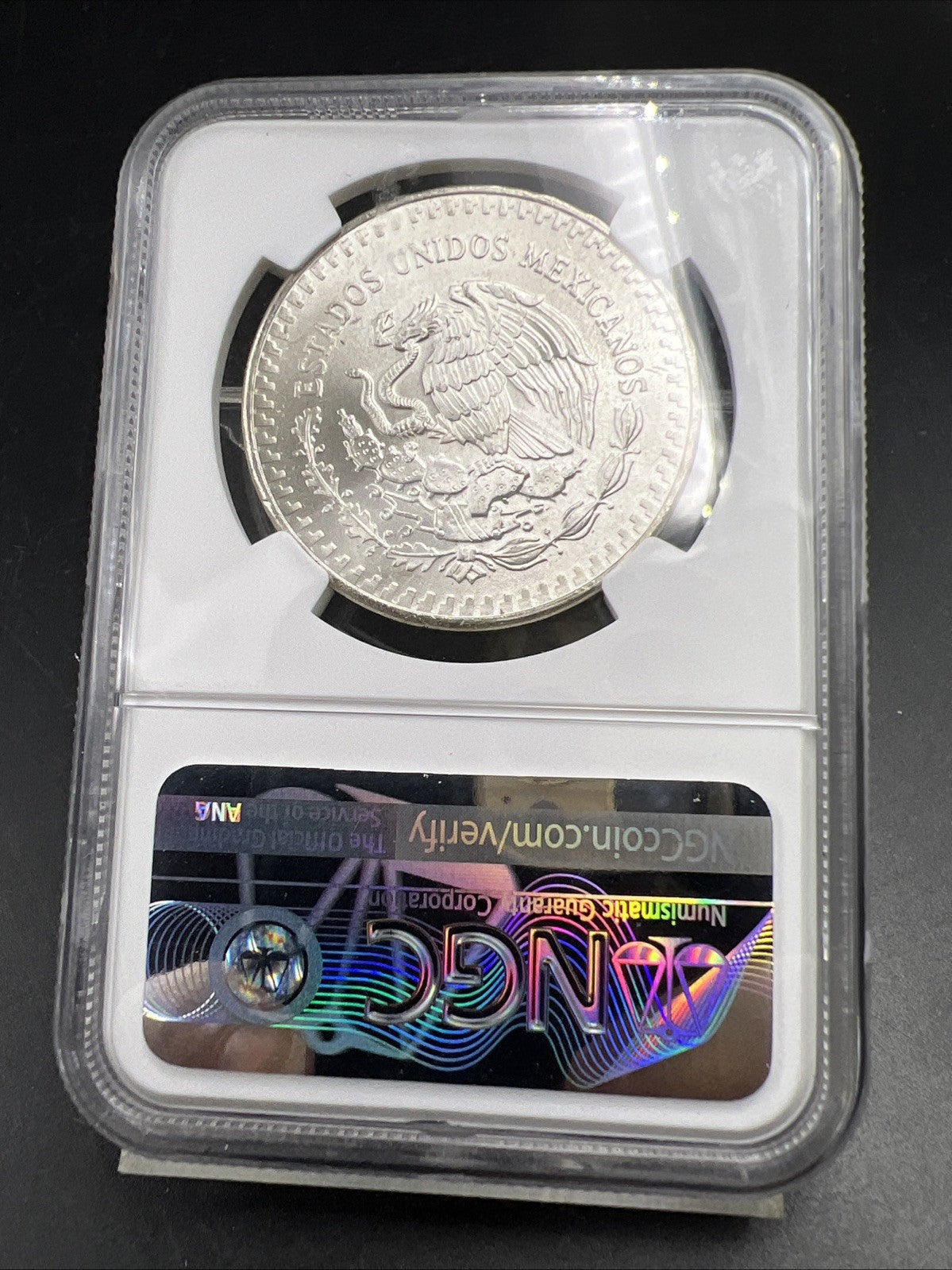 1983 Mo Mexico 1 Oz Silver Libertad Coin Gem BU Certified NGC MS66 Statue Holder