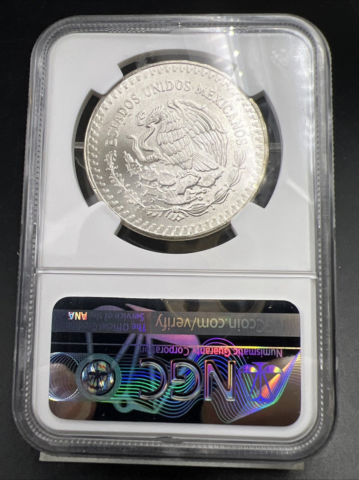 1983 Mo Mexico 1 Oz Silver Libertad Coin Gem BU Certified NGC MS66 Statue Holder