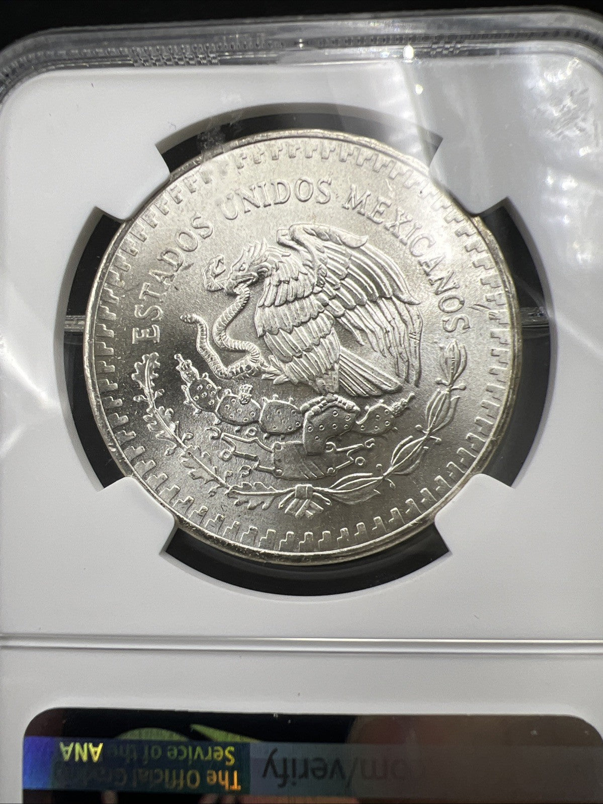 1983 Mo Mexico 1 Oz Silver Libertad Coin Gem BU Certified NGC MS66 Statue Holder