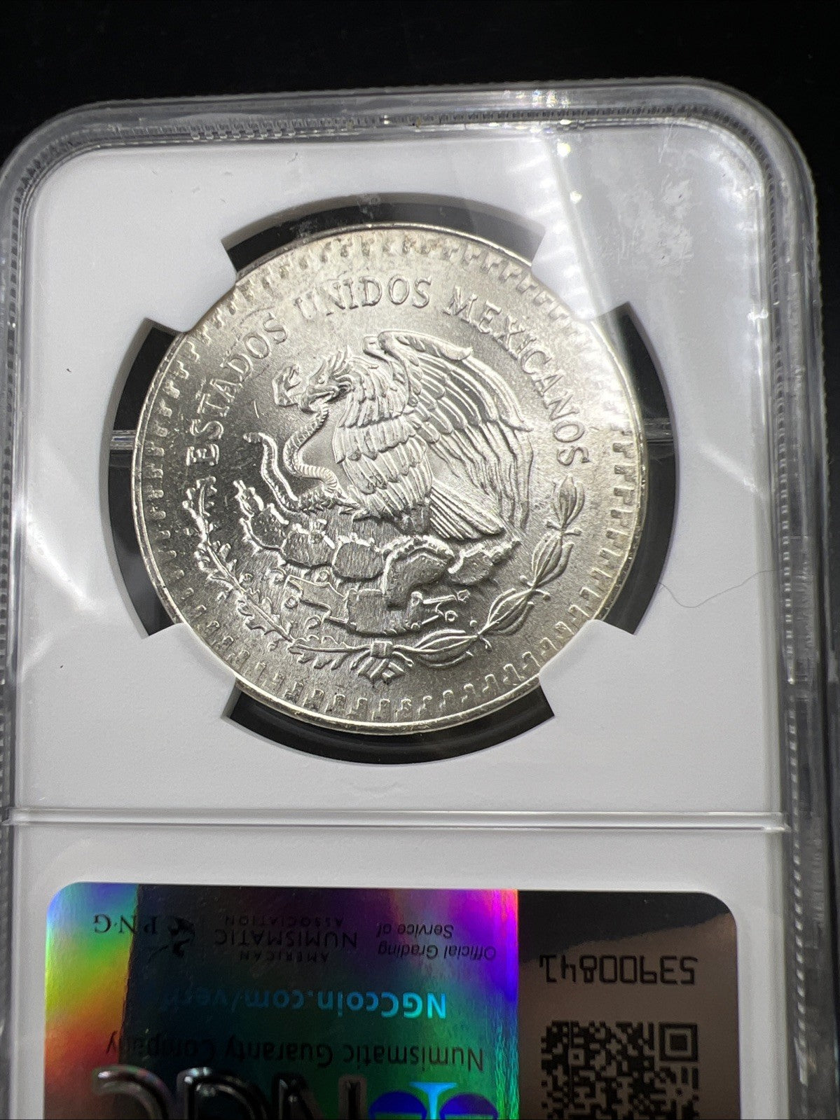 1985 Mo Mexico 1 Oz Silver Libertad Coin Gem BU Certified NGC MS67 Statue Holder