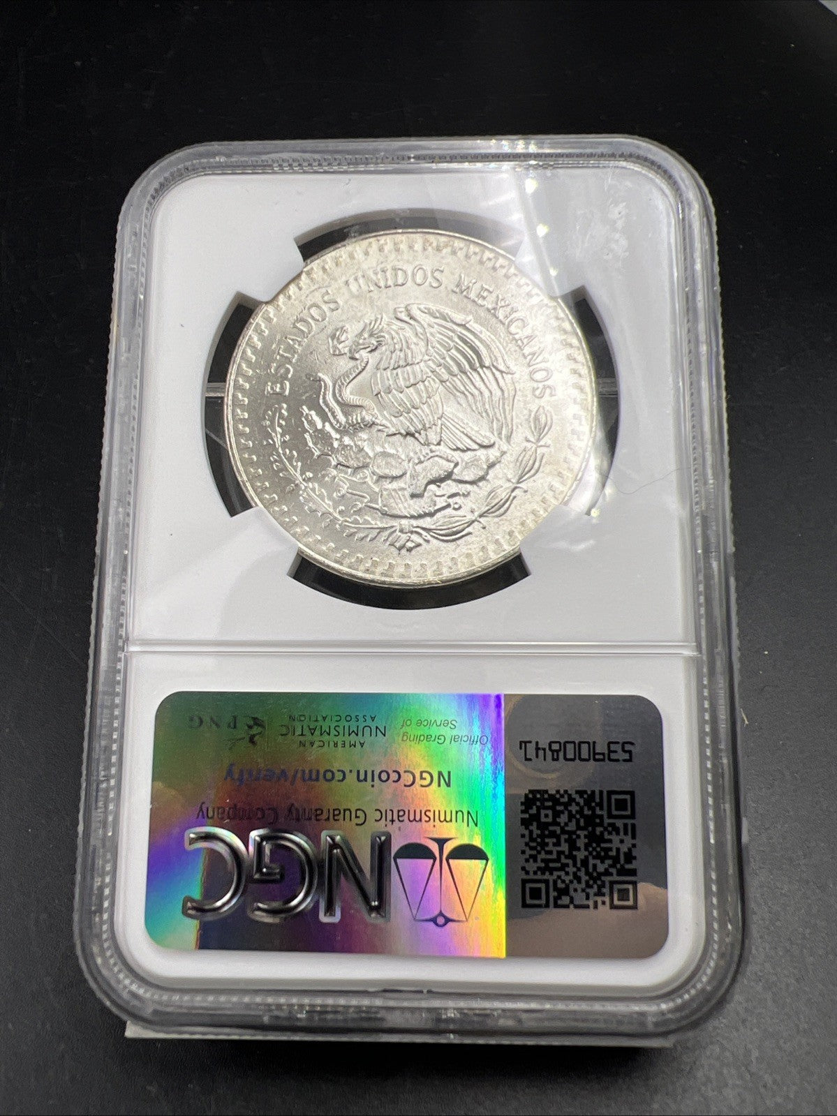 1985 Mo Mexico 1 Oz Silver Libertad Coin Gem BU Certified NGC MS67 Statue Holder