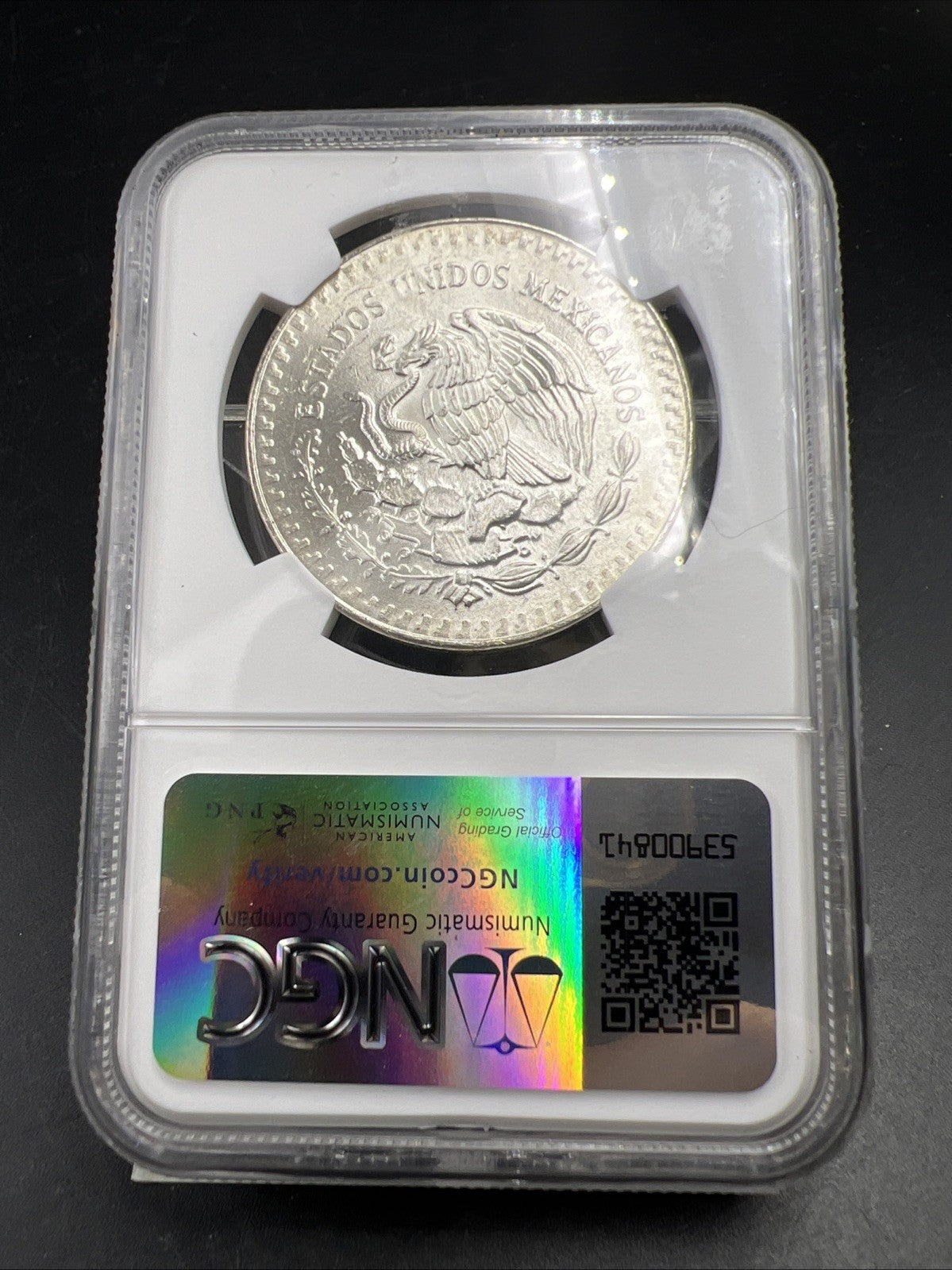 1985 Mo Mexico 1 Oz Silver Libertad Coin Gem BU Certified NGC MS67 Statue Holder