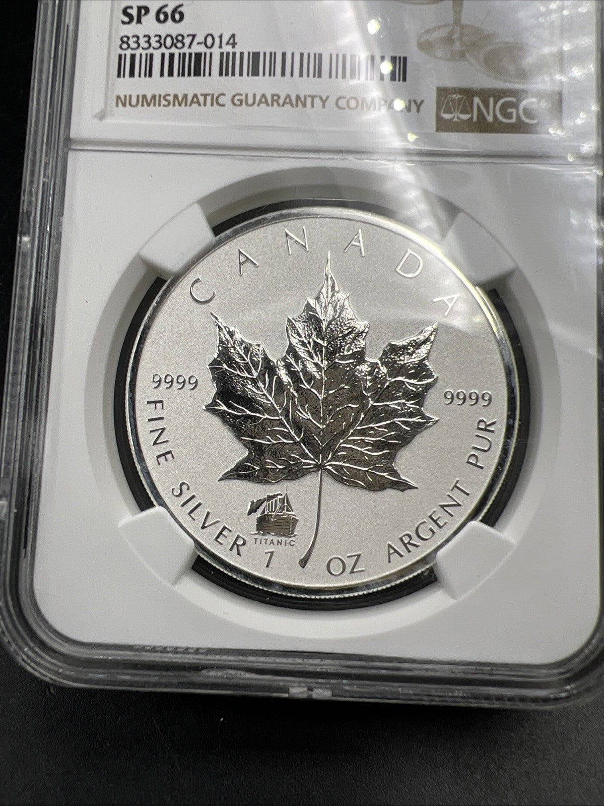 2012 Canada 1 Oz Silver Maple Leaf Titanic Privy NGC Gem UNC Certified SP66