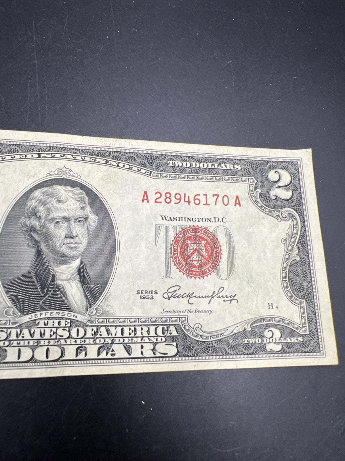 1953 $2 USN United States Note Legal Tender Bill VF Very Fine Circ #170