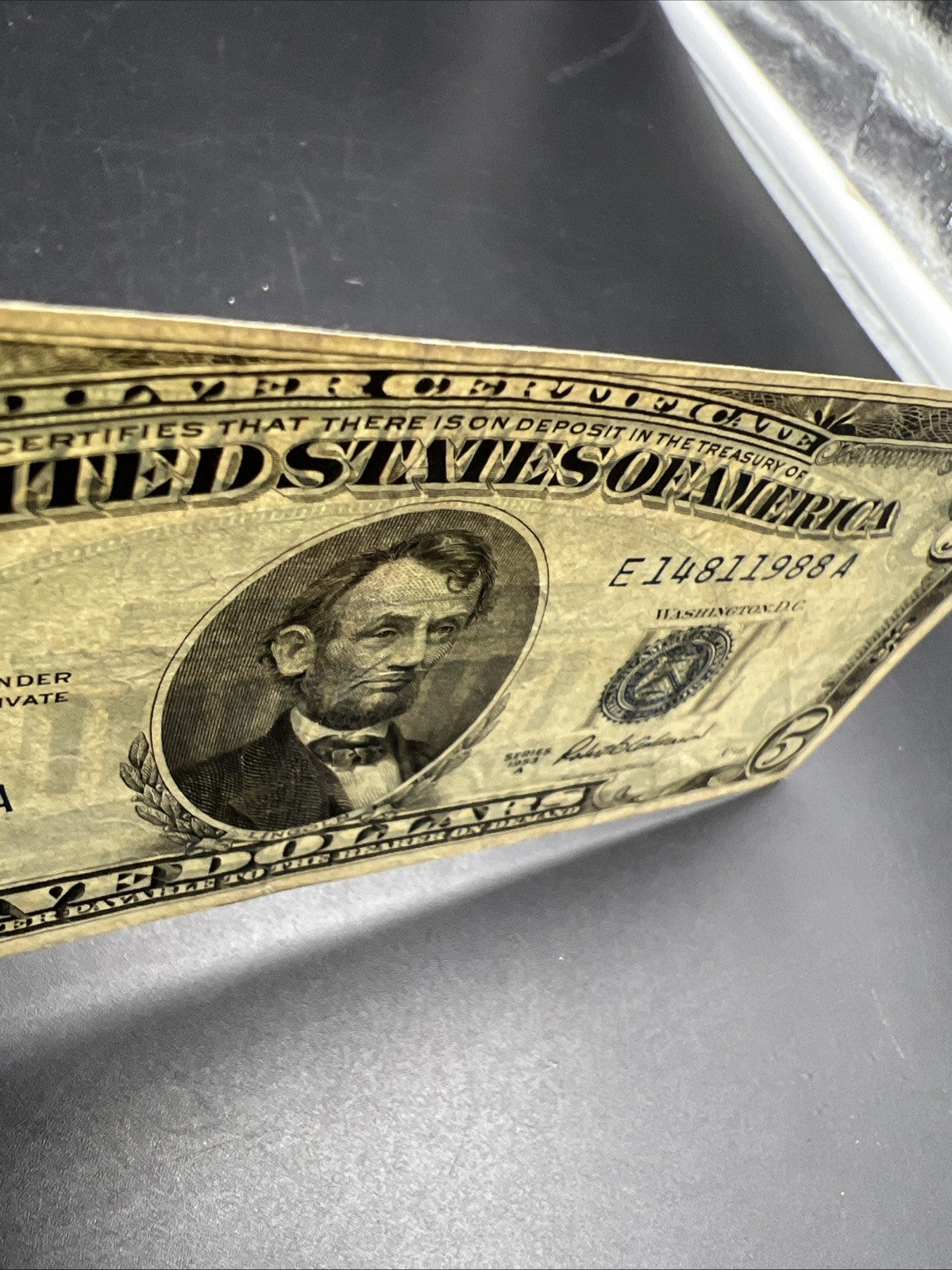 1953 A $5 Silver Certificate Note Blue Seal Bill VF Very Fine #988