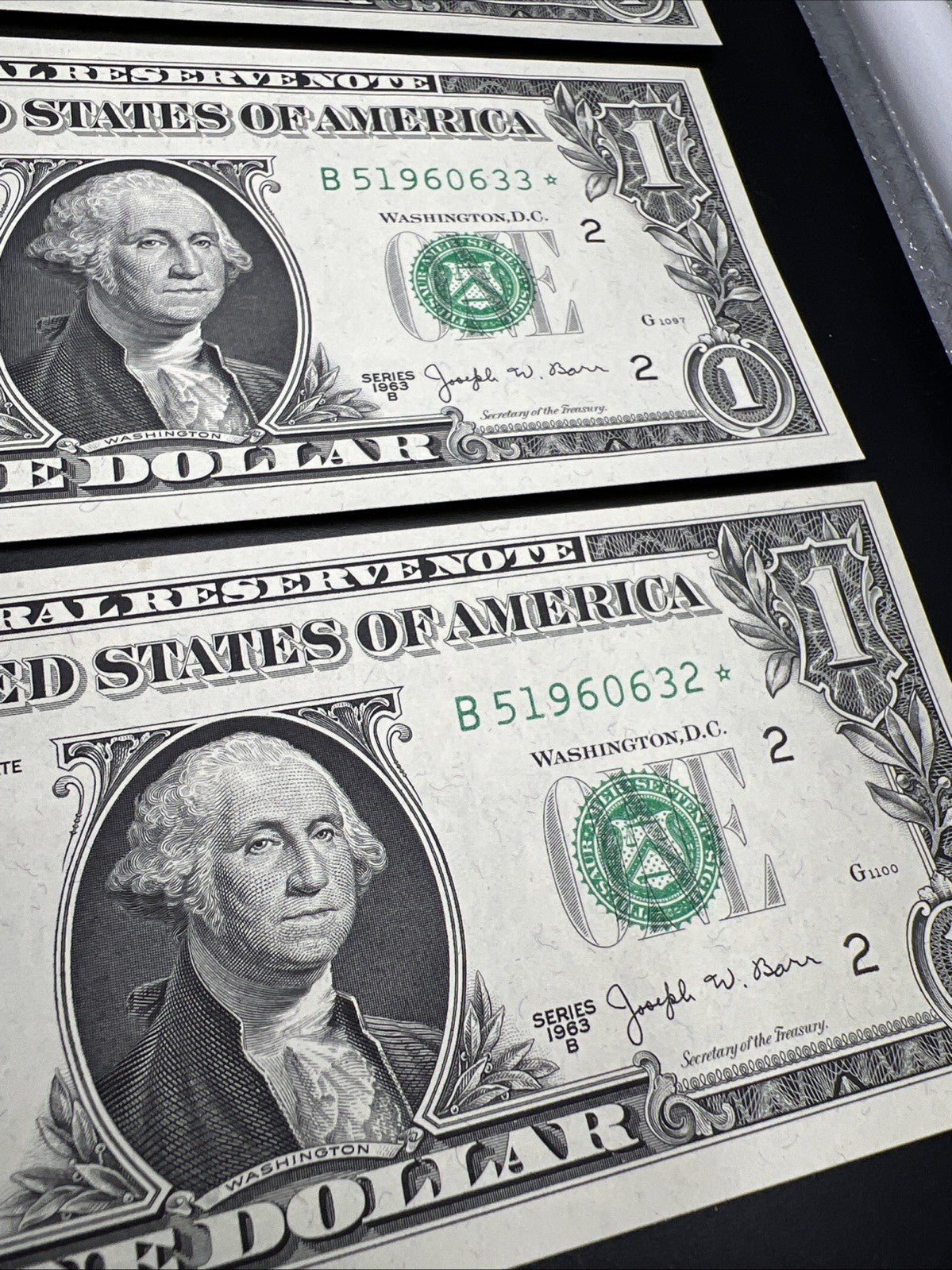 5 Consecutive 1963 B * Star FRN Barr Federal Reserve Notes CH UNC