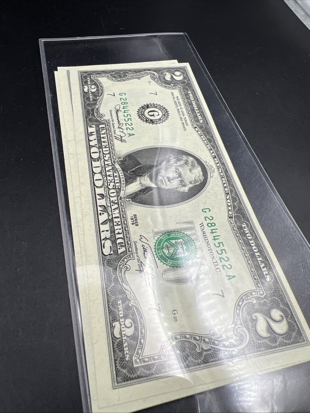 3 Consecutive 1976 $2 FRN Federal Reserve Notes Repeat Serial Numbers #22