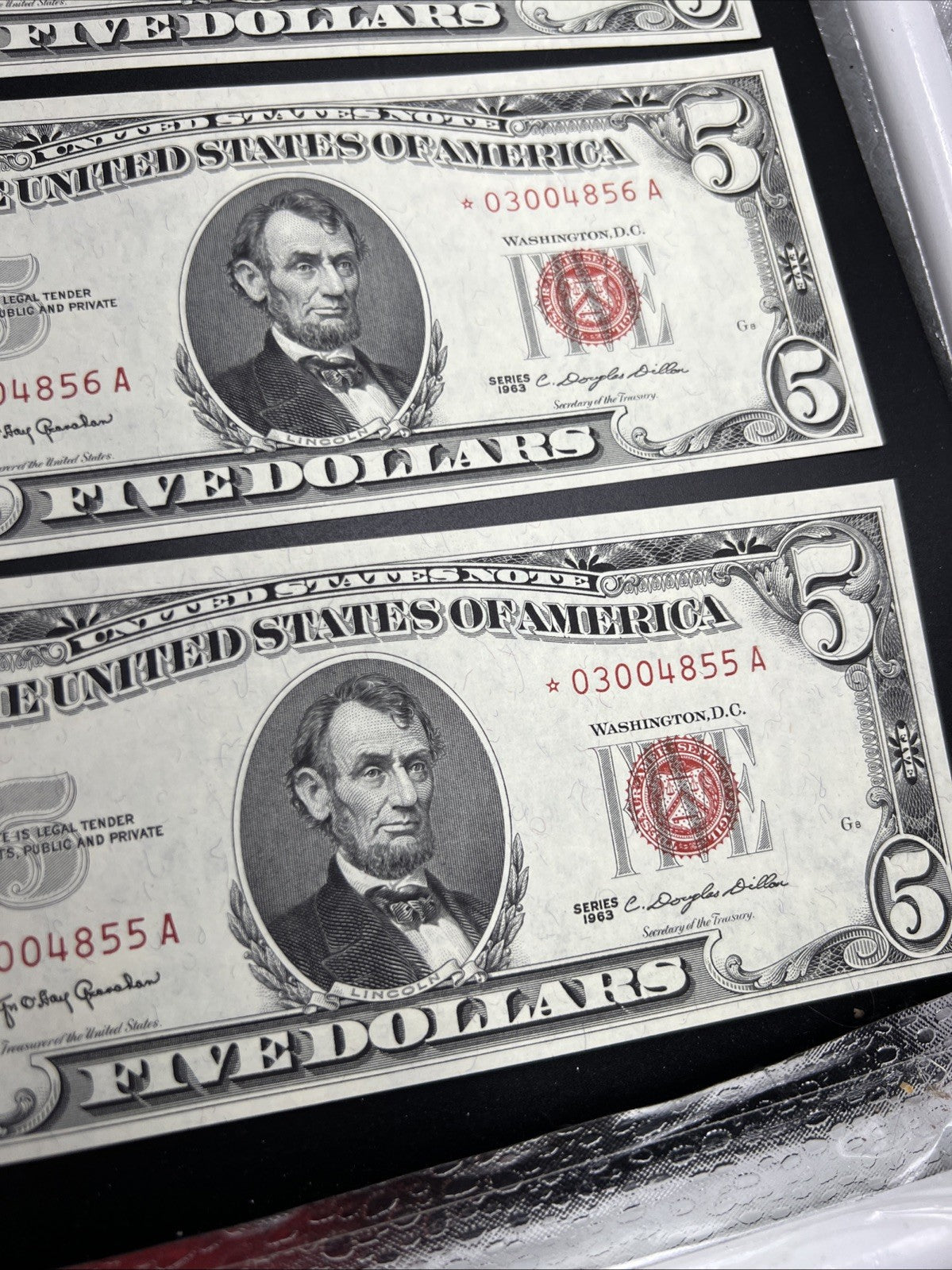 15 Consecutive * Star Note 1963 Five Dollar United States Legal Tender Bills UNC