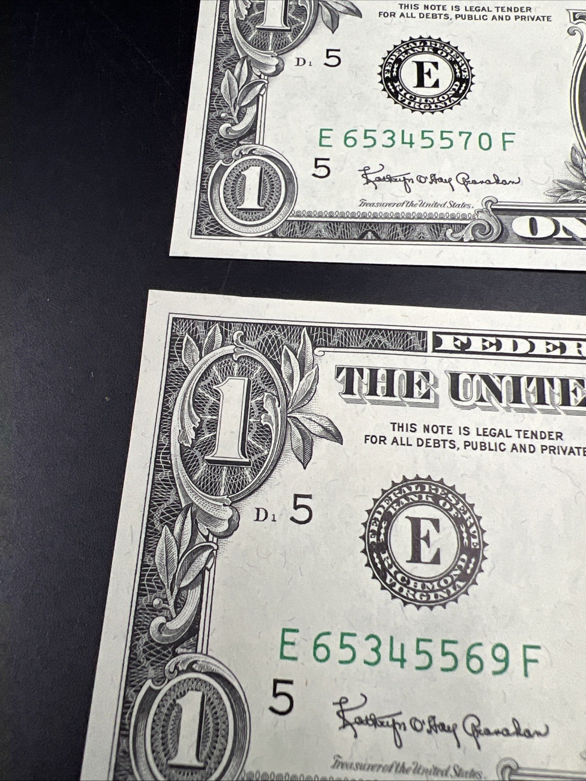 3 Consecutive 1963 B Barr $1 FRN Federal Reserve Notes UNC #68