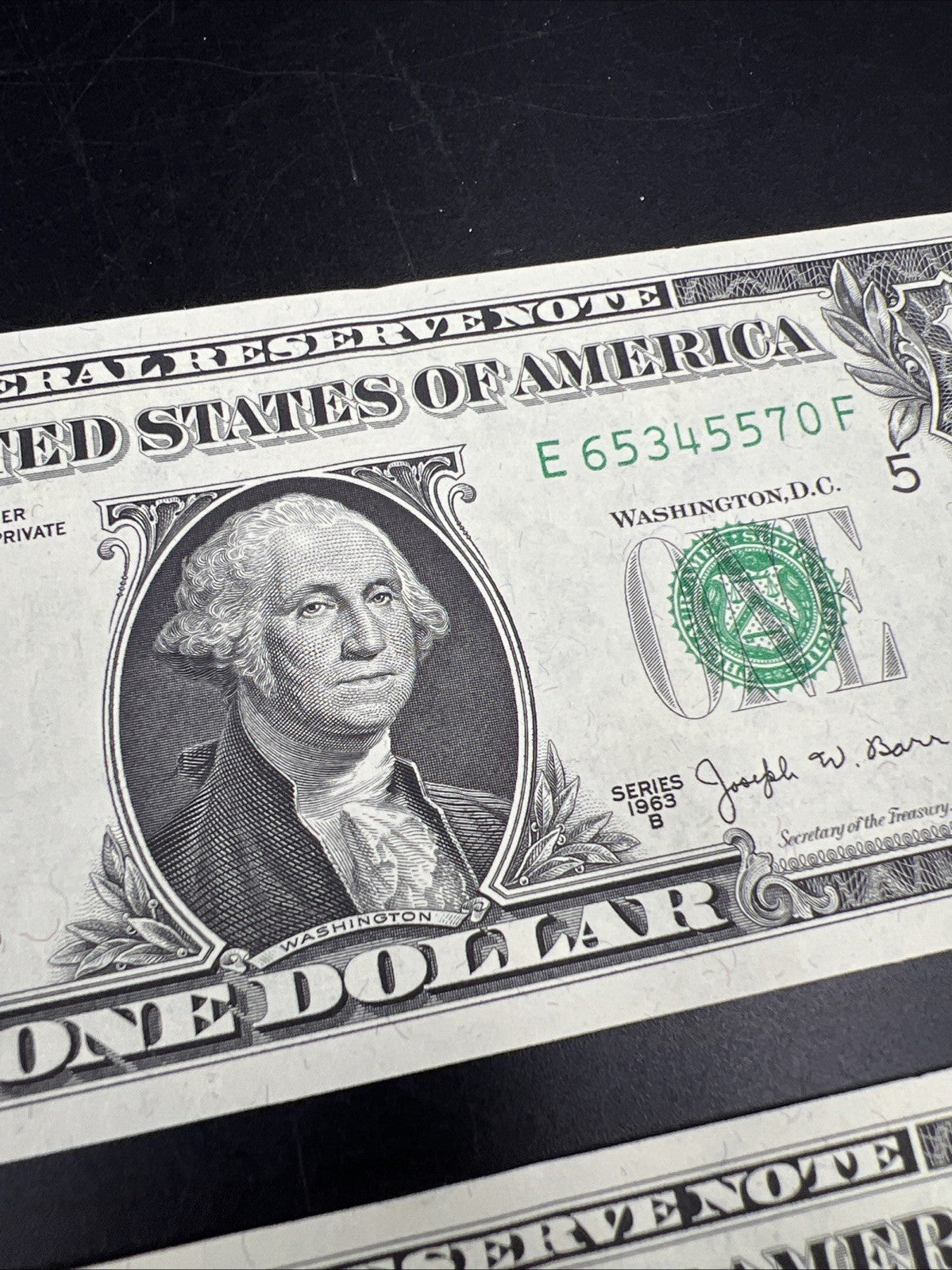 3 Consecutive 1963 B Barr $1 FRN Federal Reserve Notes UNC #68