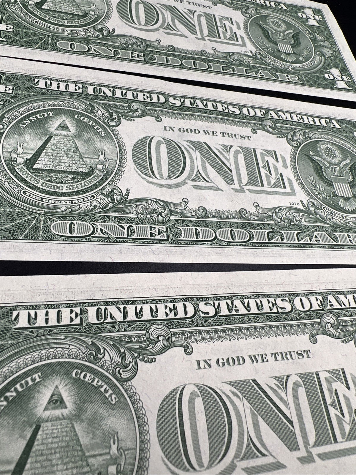 3 Consecutive 1963 B Barr $1 FRN Federal Reserve Notes UNC #751