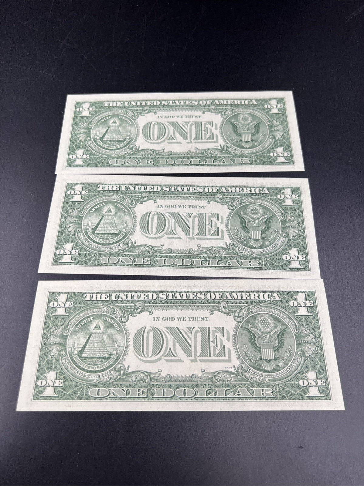 3 Consecutive 1963 B Barr $1 FRN Federal Reserve Notes UNC #751