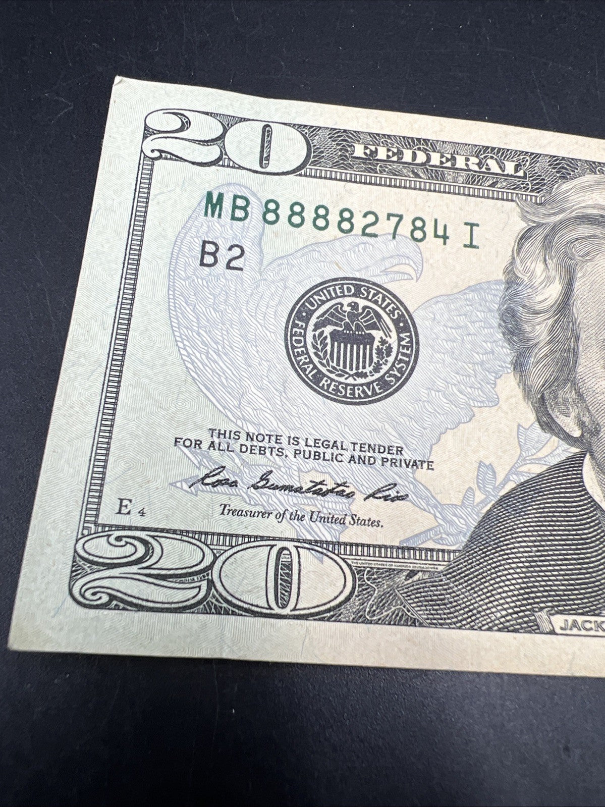 2013 $20 FRN Federal Reserve Note AU About UNC Circ Neat Serial # 89992784