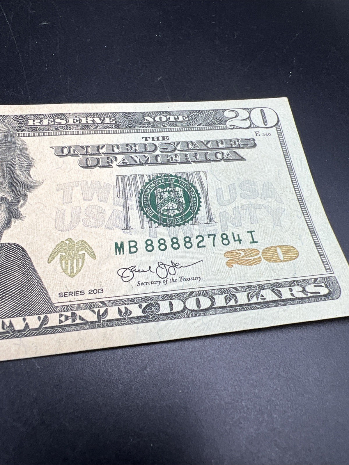 2013 $20 FRN Federal Reserve Note AU About UNC Circ Neat Serial # 89992784