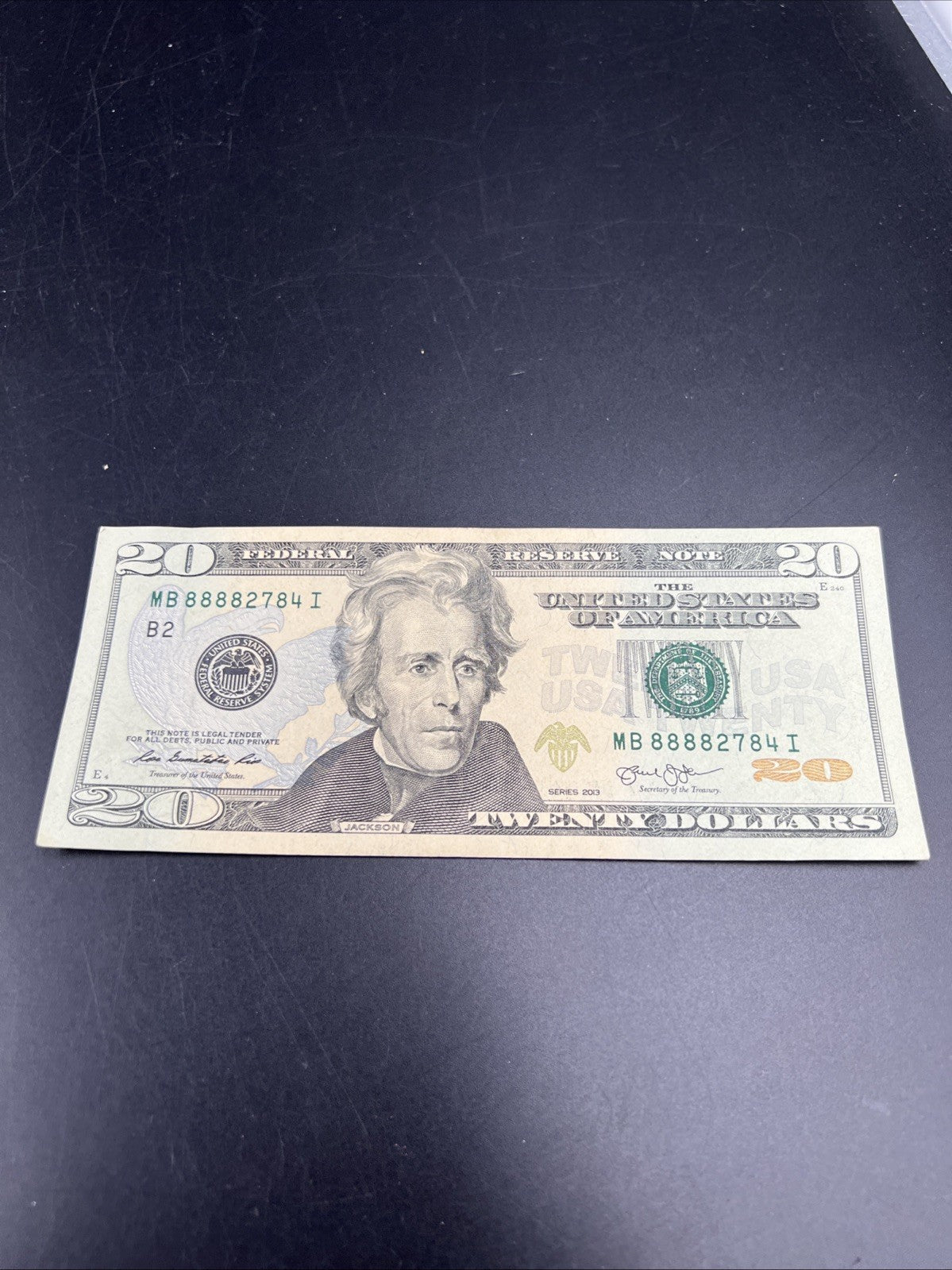 2013 $20 FRN Federal Reserve Note AU About UNC Circ Neat Serial # 89992784