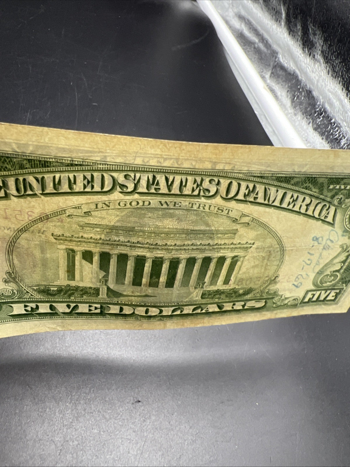 1963 * Star USN $5 Five Dollar United States Note CH VF details Reverse Writing