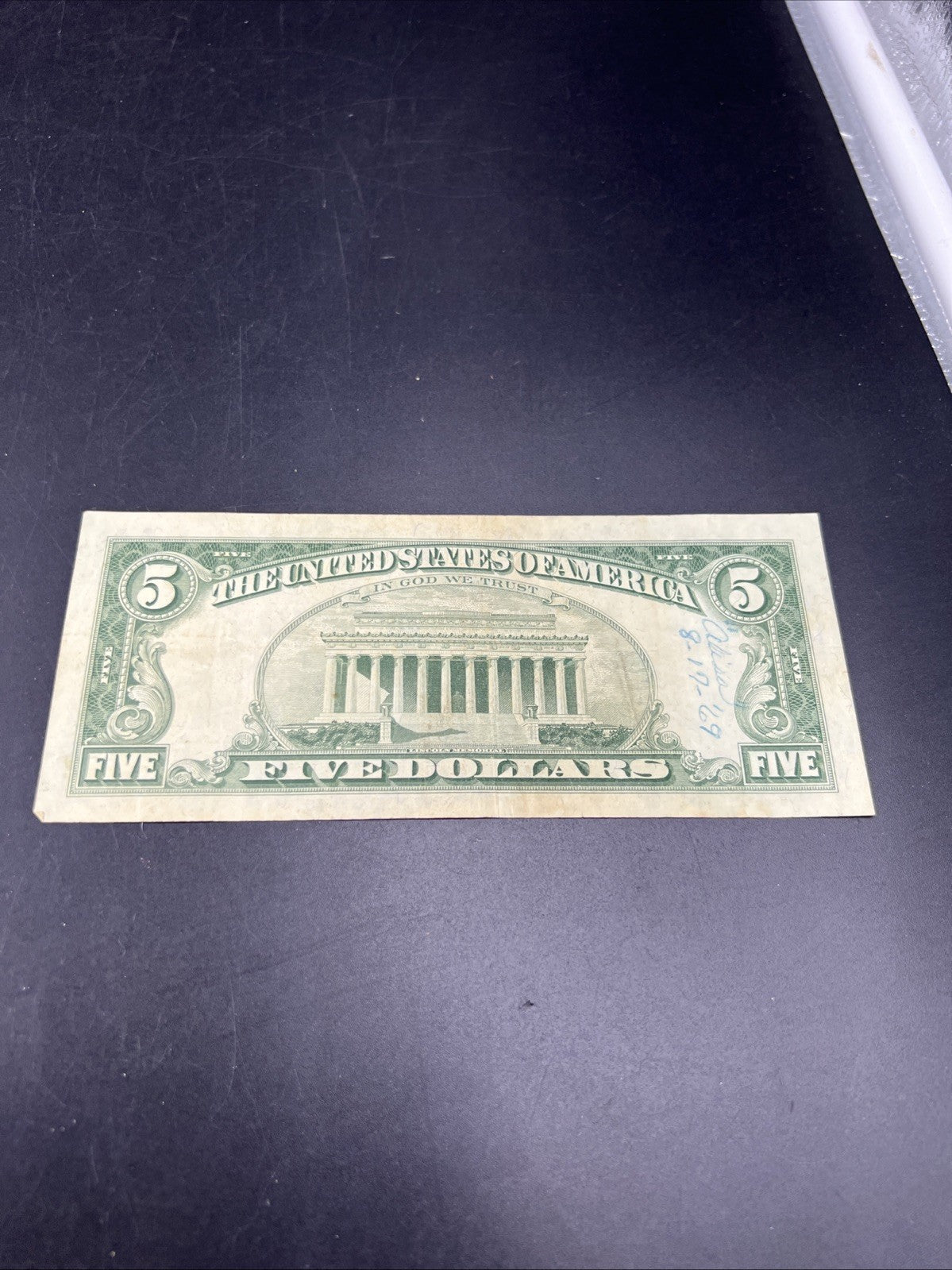 1963 * Star USN $5 Five Dollar United States Note CH VF details Reverse Writing