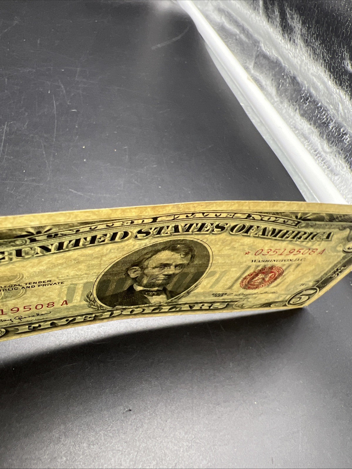 1963 * Star USN $5 Five Dollar United States Note CH VF details Reverse Writing
