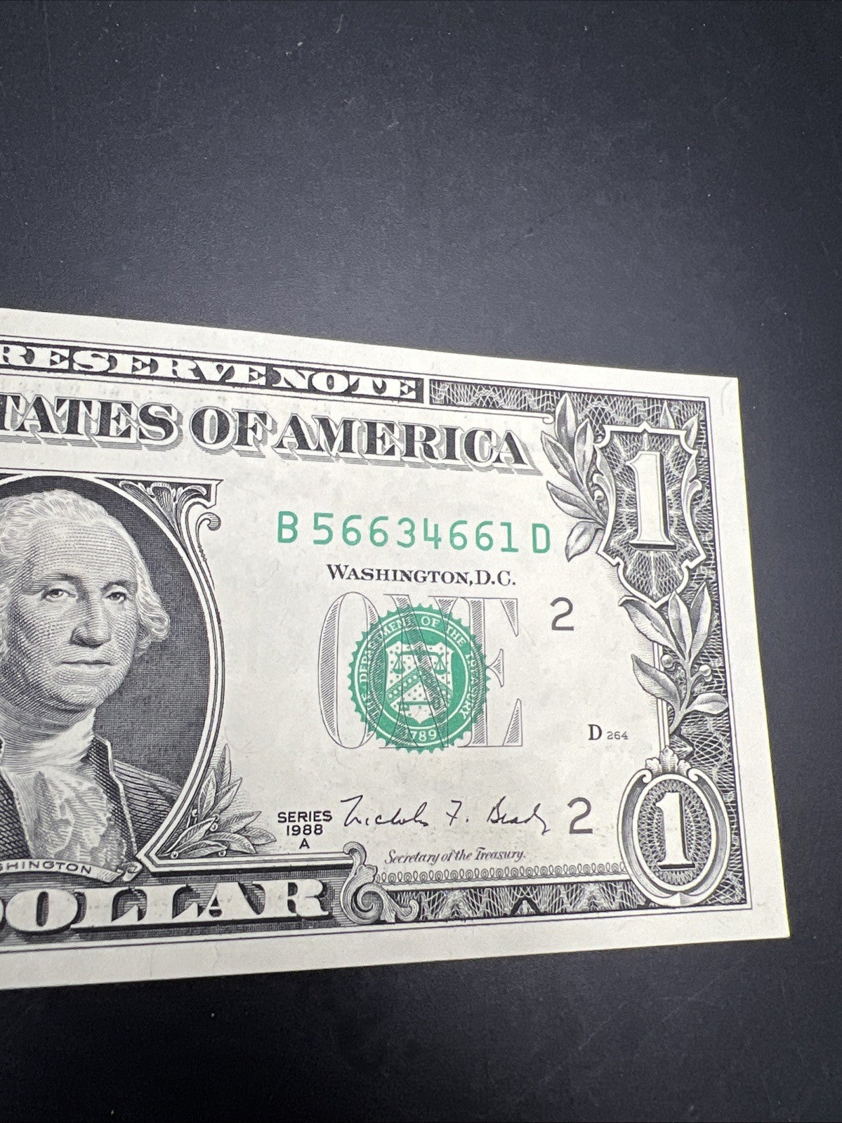 1988 A $1 FRN Federal Reserve Note CH UNC #56634661