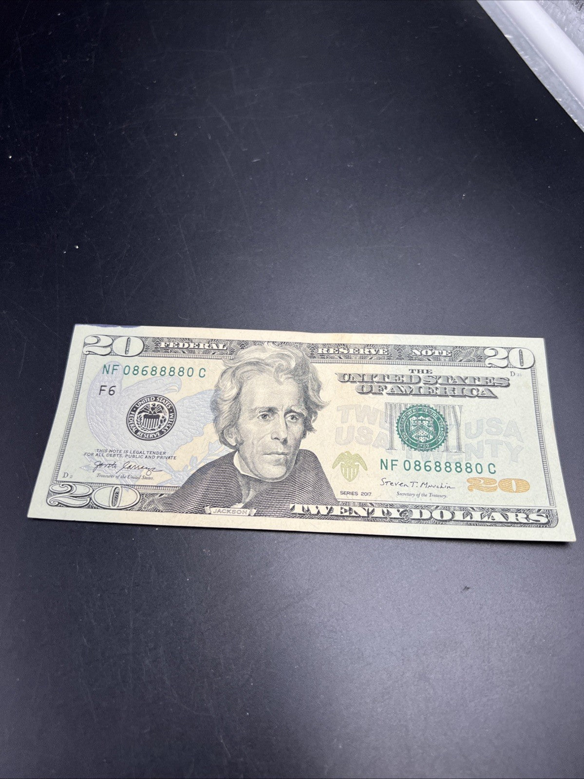 2017 $20 FRN Federal Reserve Note XF Details Stain Neat Serial # 08688880
