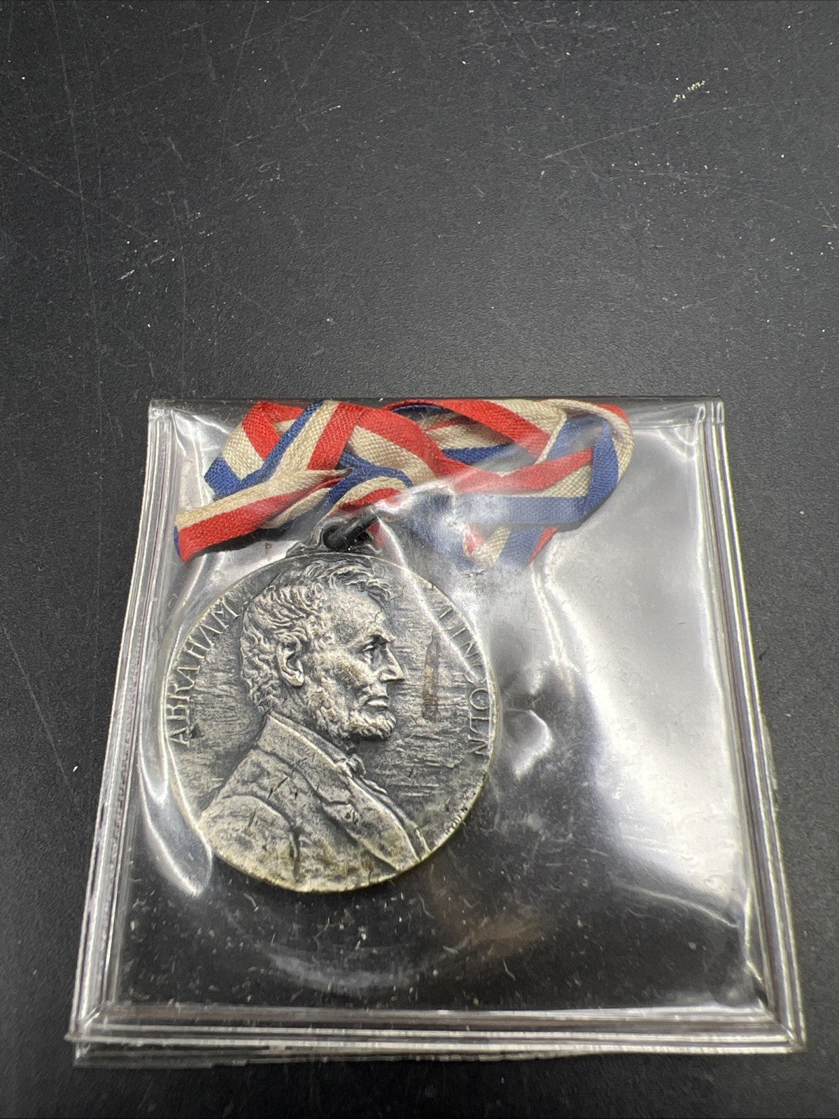 1909 Newark NJ Lincoln Centennial Medal 25 MM Bronze (silvered) With Ribbon SK#D