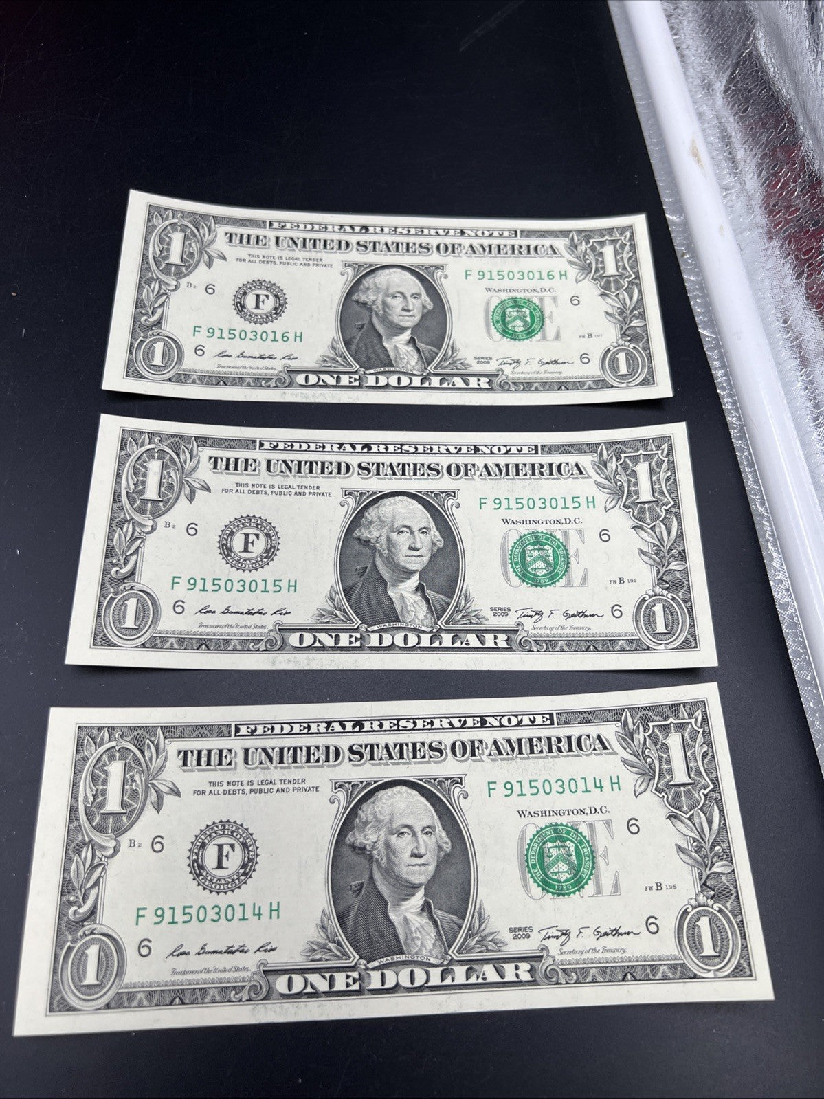 3 Consecutive 2009 $1 FRN Federal Reserve Notes District F Atlanta CH UNC #014