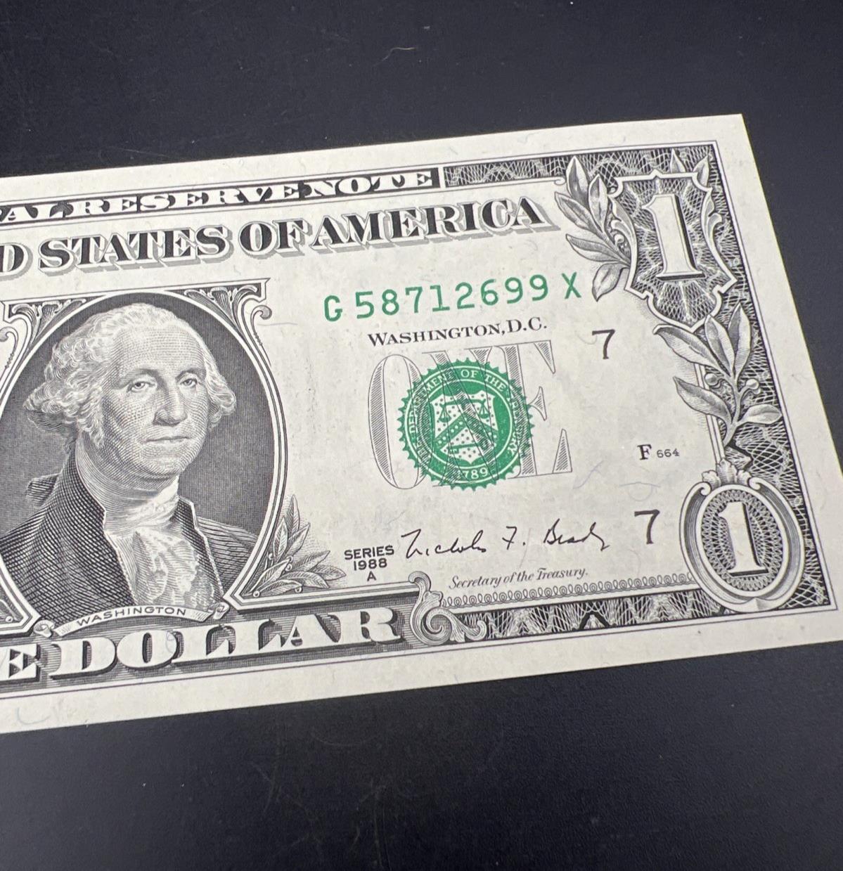 1988 A $1 FRN Federal Reserve Note One Dollar Bill CH UNC #699