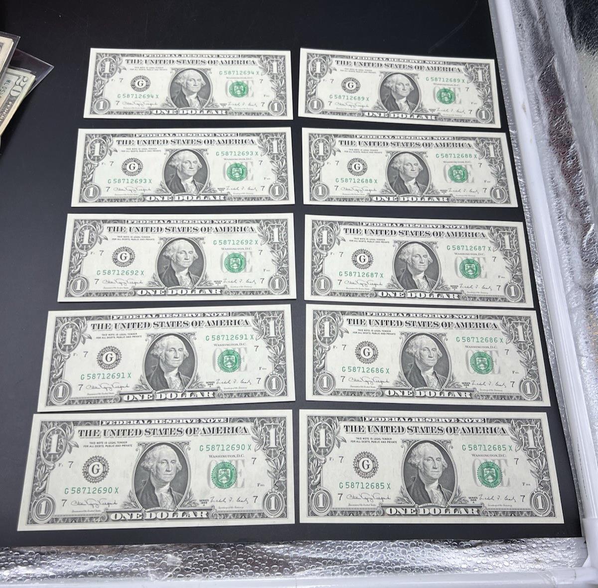 10 Consecutive 1988 A $1 FRN Same Block Federal Reserve Notes CH UNC SKU#85