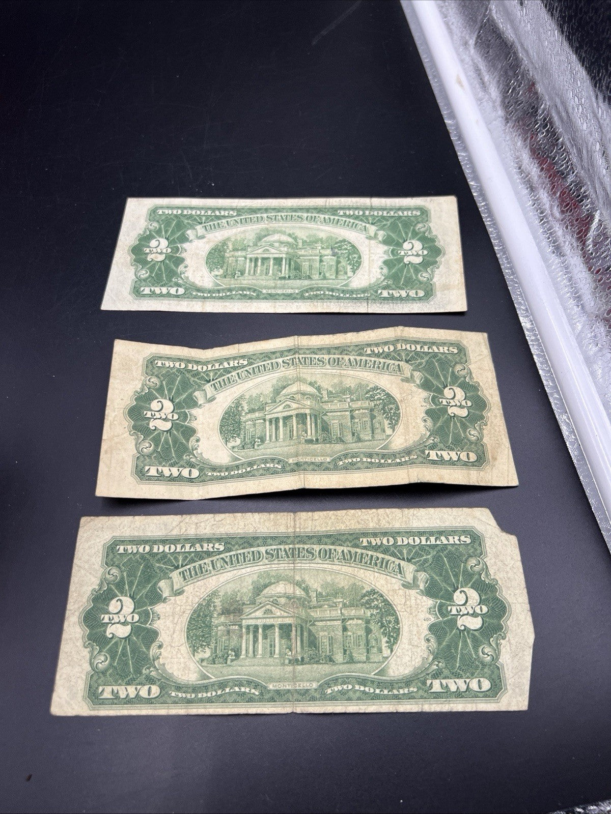 Lot of 3 1953 $2 USN Red Seal United States Notes Very Circulated #449