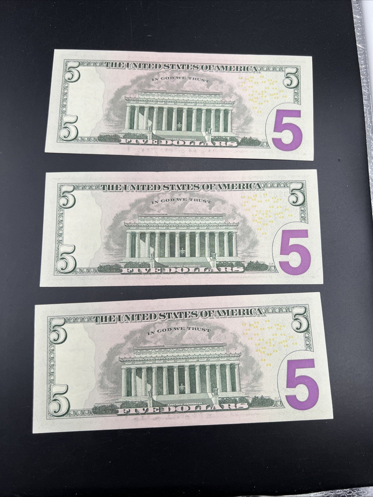 3 Consecutive 2013 $5 FRN Federal Reserve Notes Choice UNC #203