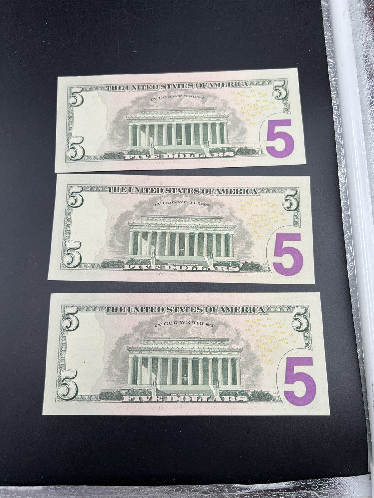 3 Consecutive 2013 $5 FRN Federal Reserve Notes Choice UNC #349