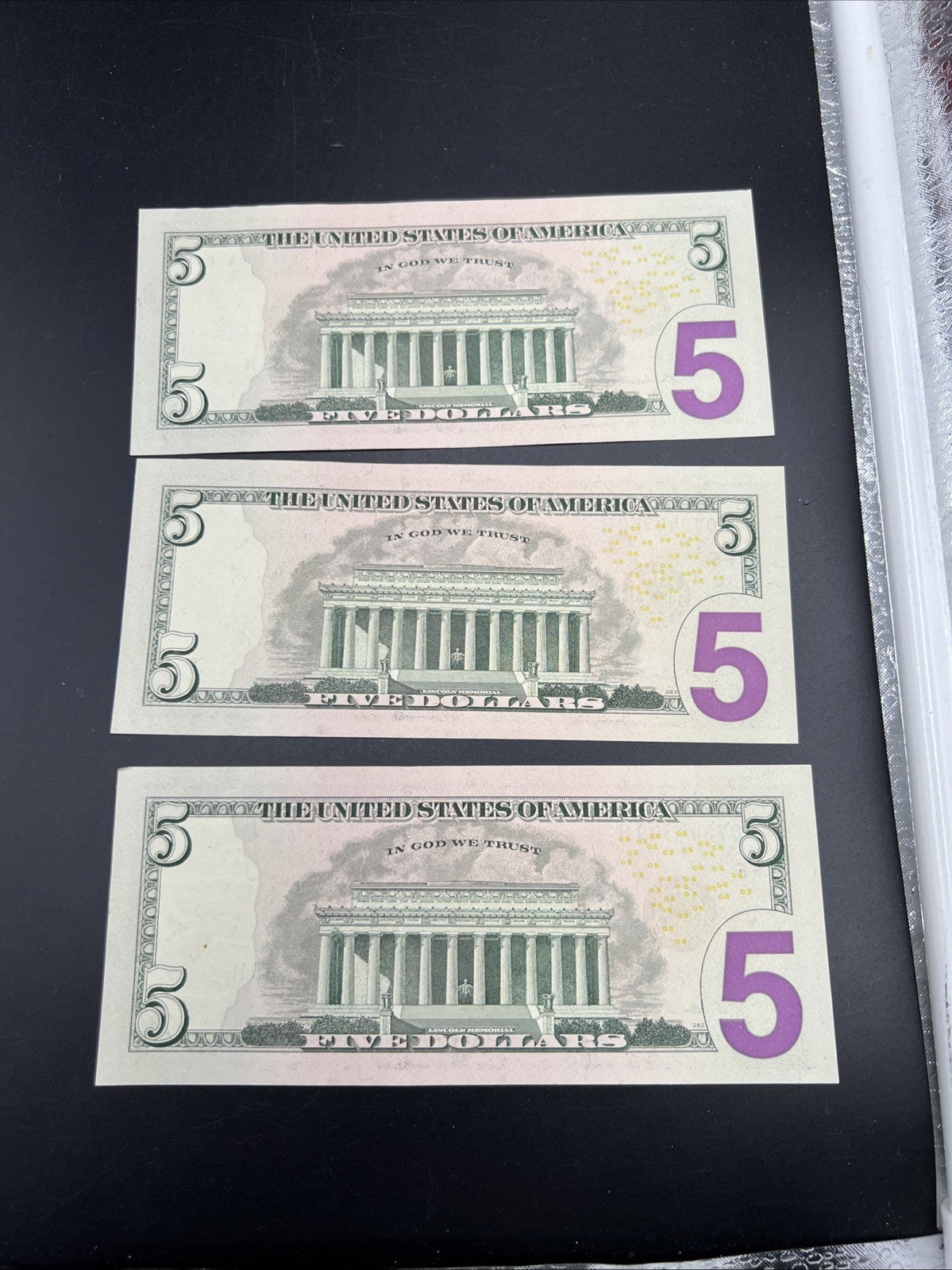 3 Consecutive 2013 $5 FRN Federal Reserve Notes Choice UNC #349