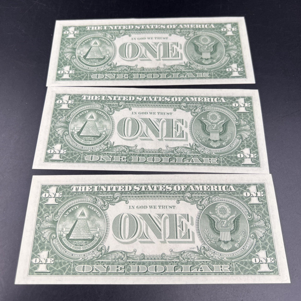 3 Consecutive 1963 B Barr $1 FRN Federal Reserve Notes UNC #751