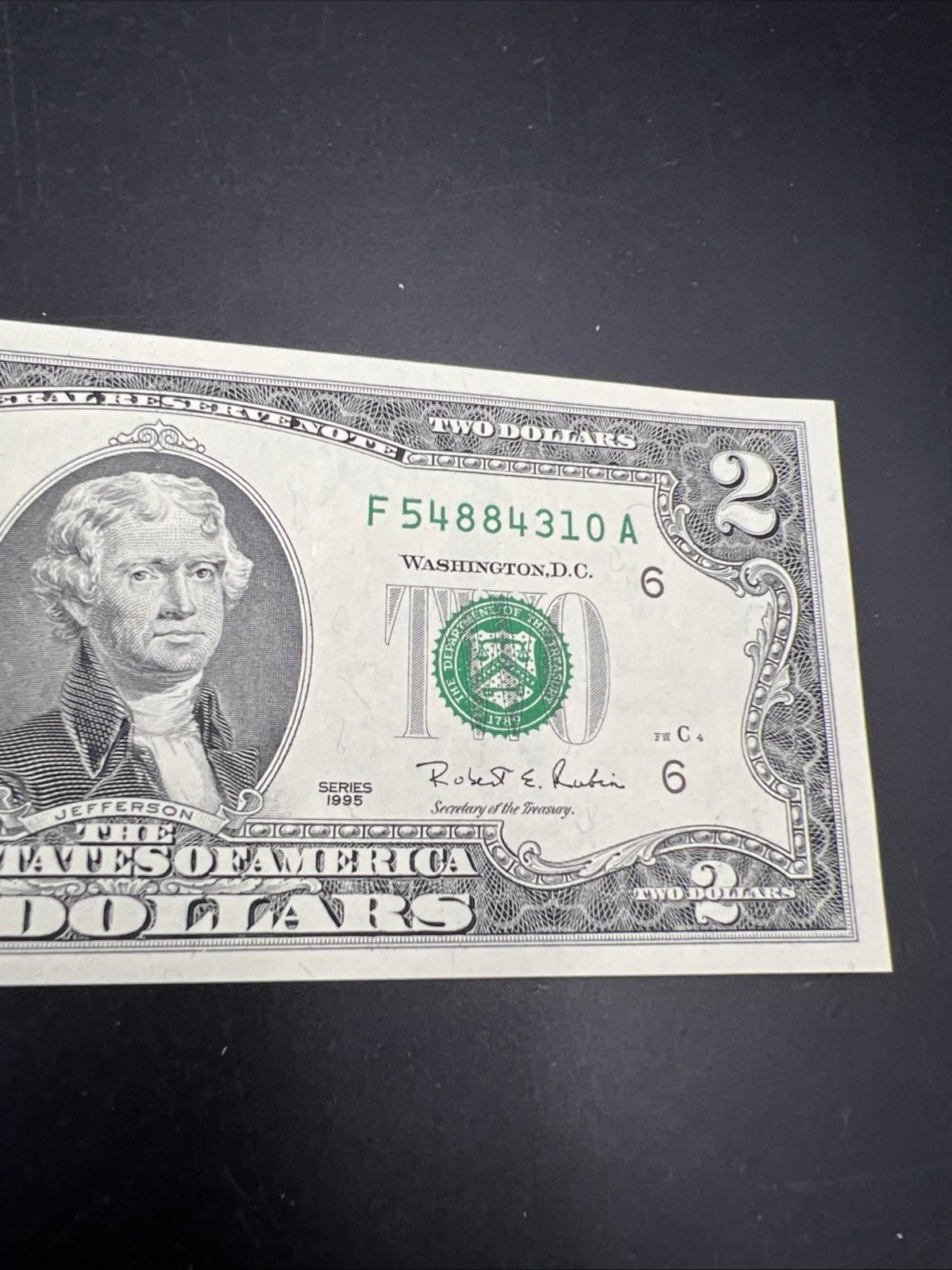 1995 $2 FRN Federal Reserve Note Choice Uncirculated #54884310 Atlanta District