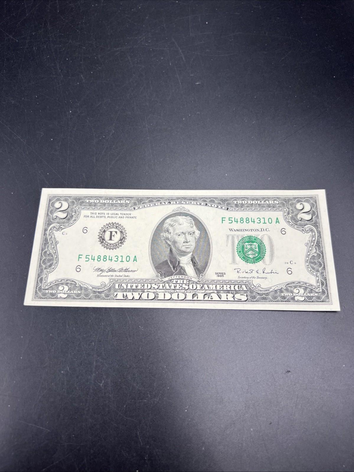 1995 $2 FRN Federal Reserve Note Choice Uncirculated #54884310 Atlanta District
