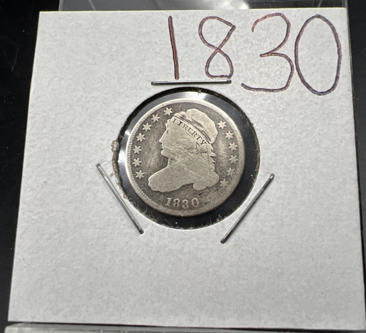 1830 10C Capped Bust Dime Average VG Very Good Details Decent