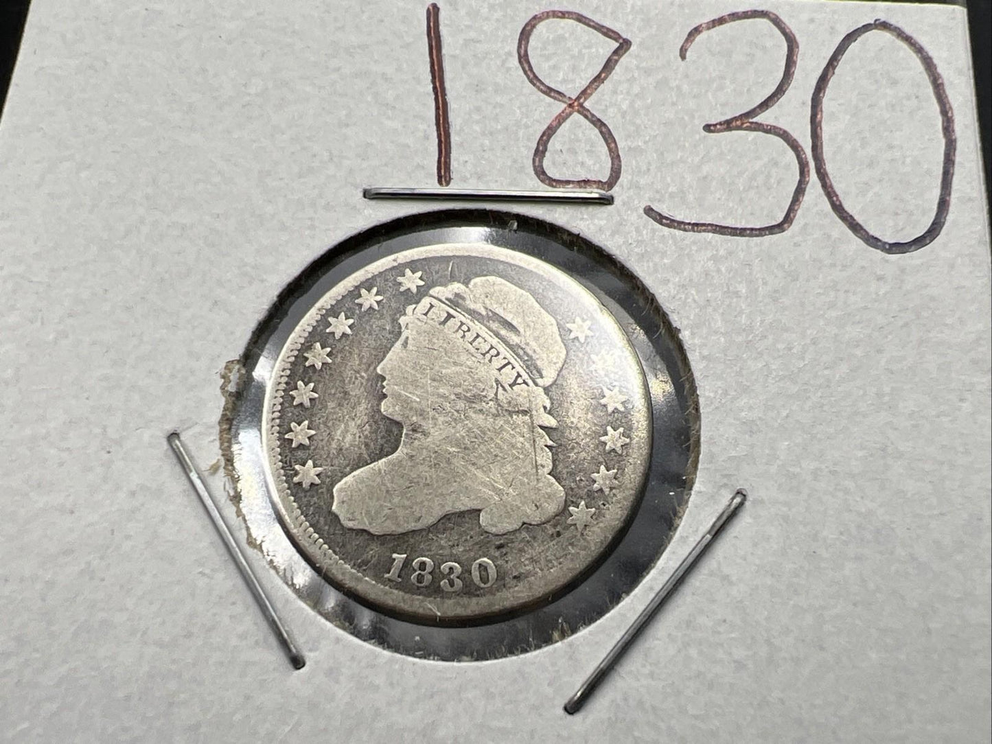 1830 10C Capped Bust Dime Average VG Very Good Details Decent