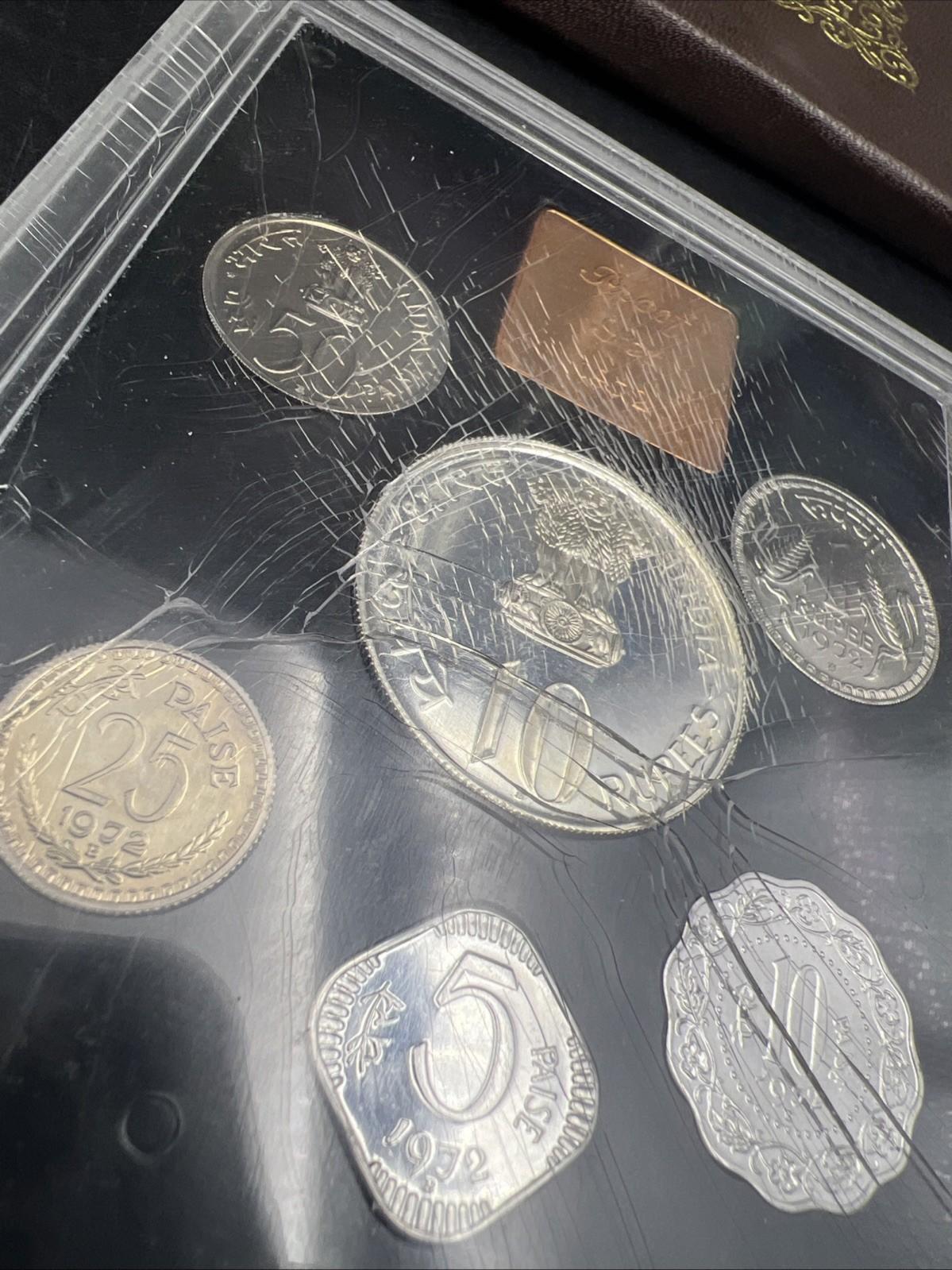1972 India Proof Set with COA - Damaged Cracked Case