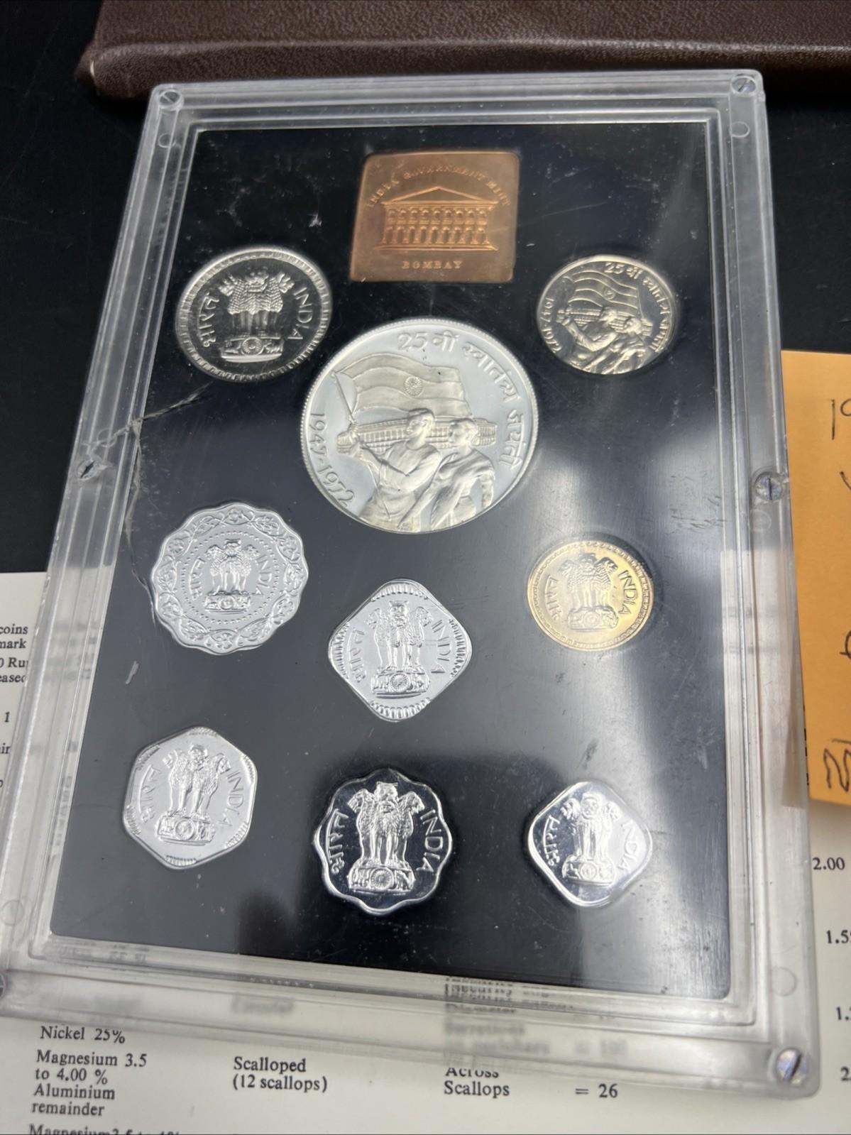 1972 India Proof Set with COA - Damaged Cracked Case