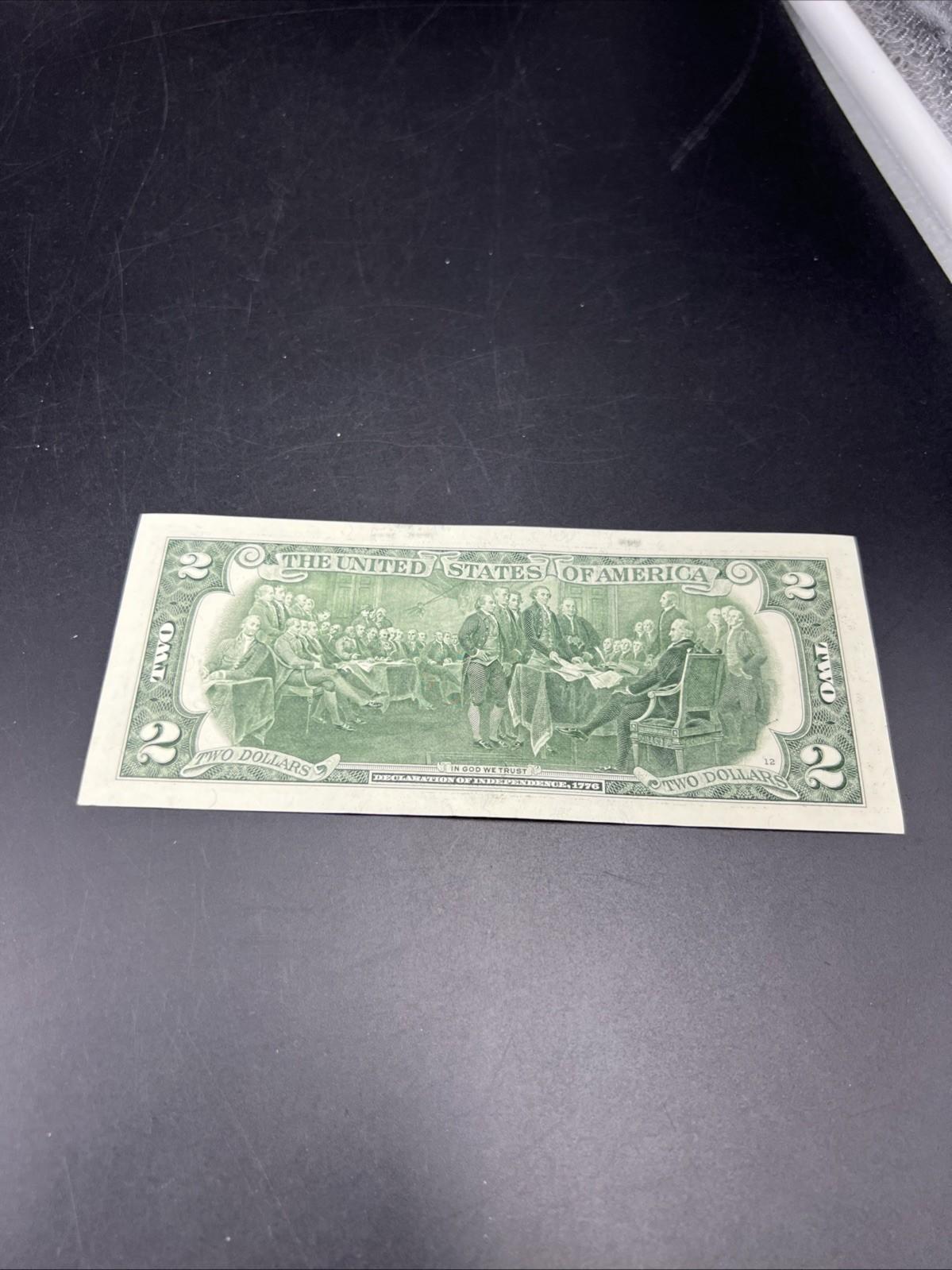 Ink Smear Error Obverse 2017 A $2 FRN Federal Reserve Note CH UNC #82