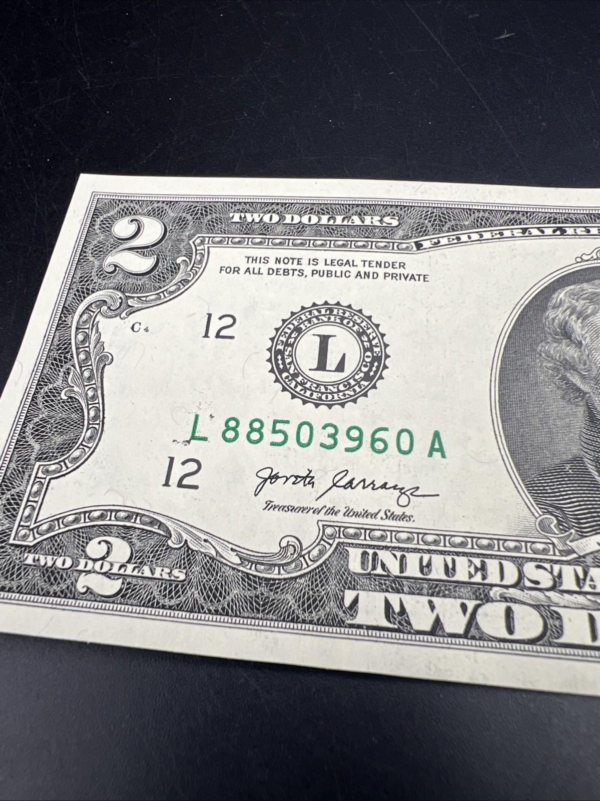 Ink Smear Error Obverse 2017 A $2 FRN Federal Reserve Note CH UNC #885