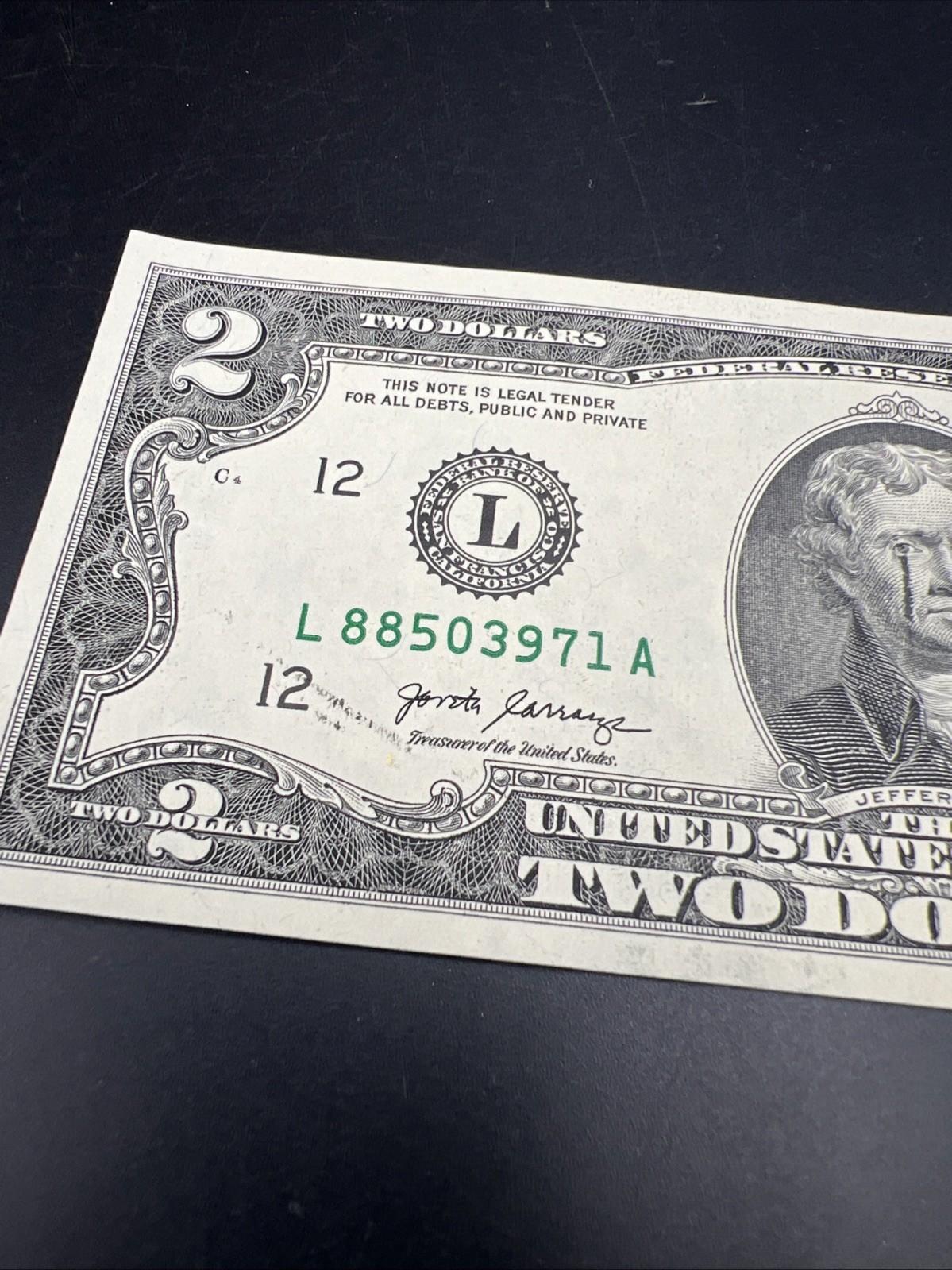 Ink Smear Error Obverse 2017 A $2 FRN Federal Reserve Note CH UNC #71