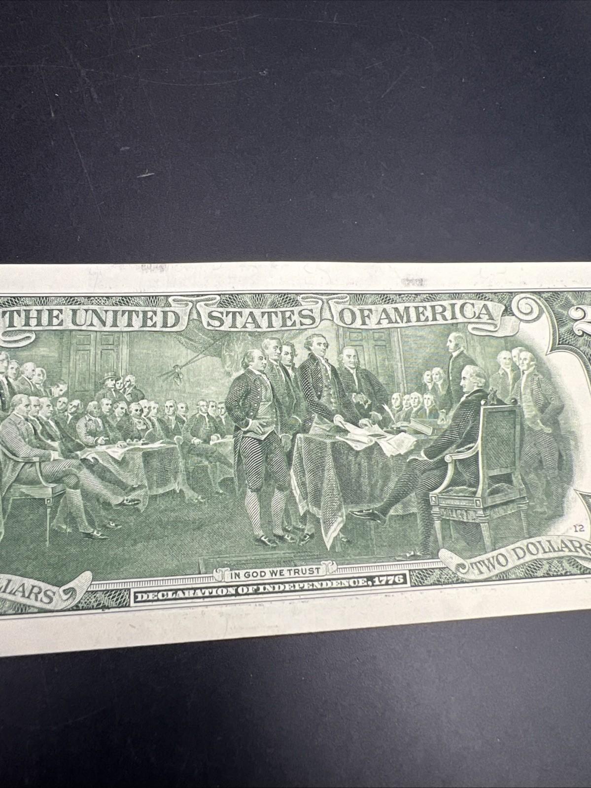 Ink Smear Error Obverse 2017 A $2 FRN Federal Reserve Note CH UNC #86