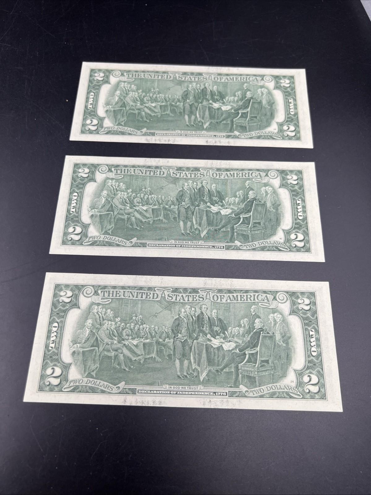 3 Consecutive 1976 FRN Two Dollar Bicentennial Atlanta Federal Reserve Notes #79