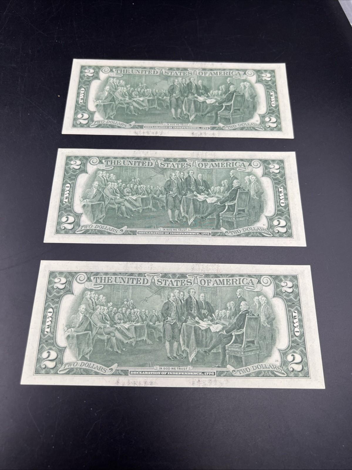 3 Consecutive 1976 FRN Two Dollar Bicentennial Atlanta Federal Reserve Notes #79