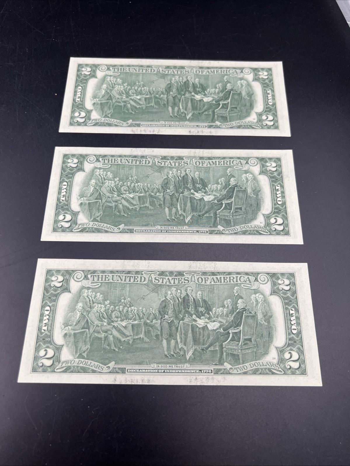 3 Consecutive 1976 FRN Two Dollar Bicentennial Atlanta Federal Reserve Notes #79