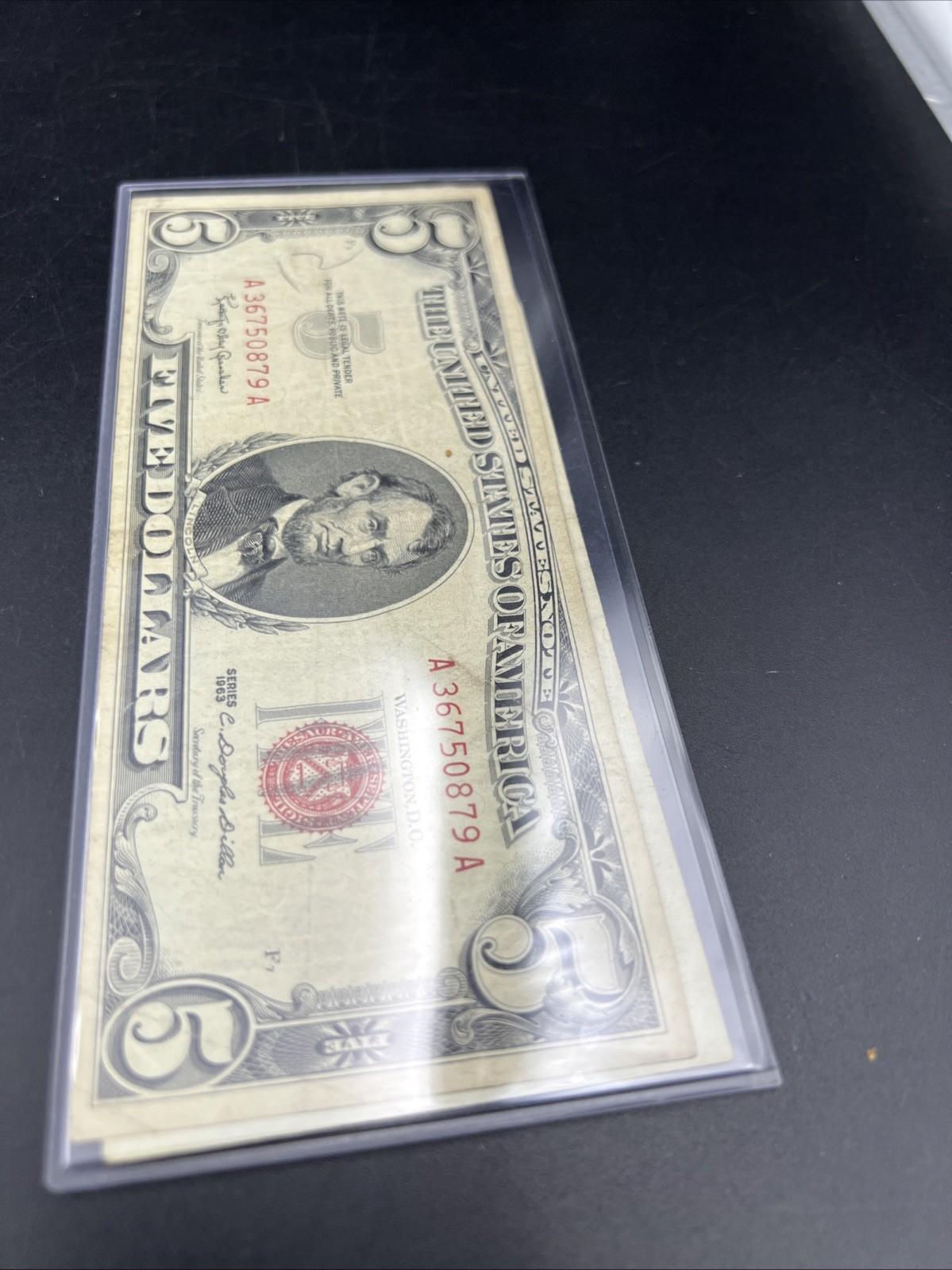 2 Note United States Legal Tender Red Seal Set 1963 $2 & $5 Bills Very Circ #879