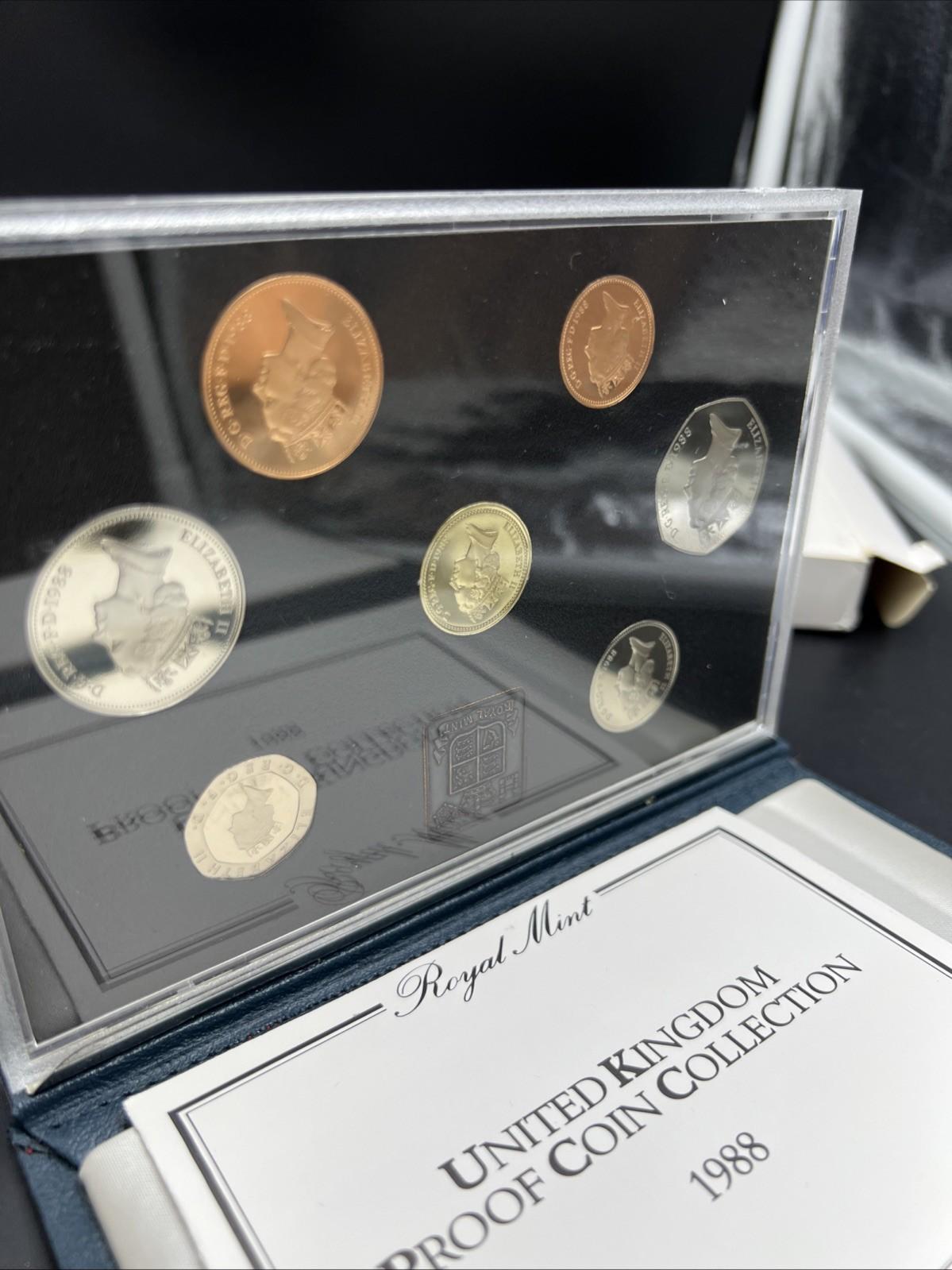 1988 UK United Kingdom Great Britain Proof Coin Set in Box