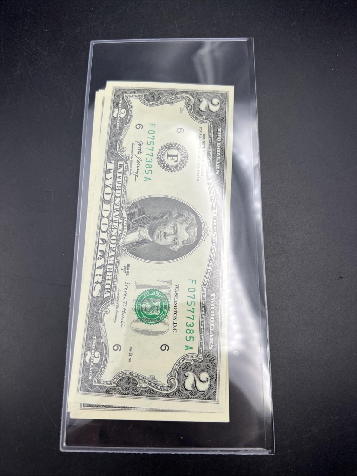 7 Consecutive 2017 A $2 Two Dollar FRN Federal Reserve Notes CH UNC #85