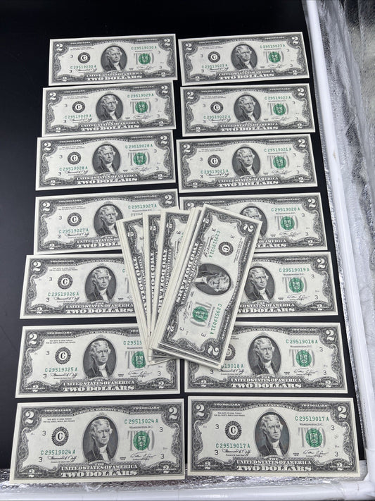 84 Consecutive 1976 $2 Two Dollar FRN Bicentennial Notes Partial Pack CH UNC